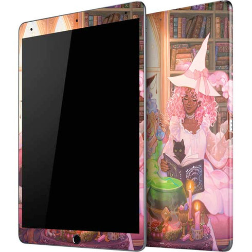 Pink Anime Witch Girls in Library with Cats by Ivy Dolamore iPad Skins